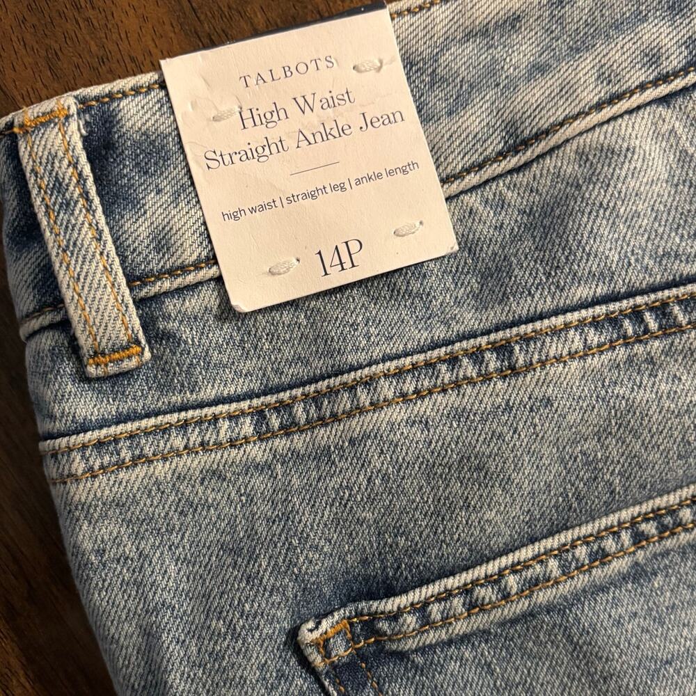 Talbots Women's 14 Petite 36 x 25 Jeans Ankle Straight High Rise Blue Denim - Picture 4 of 11